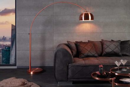 Dizajnová výsuvná stojaca lampa Lounge Deal 170-210cm meďená