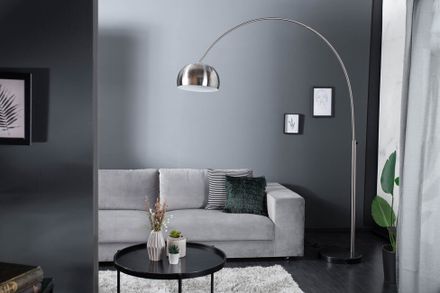 Dizajnová výsuvná stojaca lampa Lounge Deal 170-210cm kartáčovaný chróm