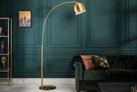 Elegantná oblúková stojacia lampa Lounge Deal 205cm zlatá